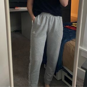ADIDAS Boys Grey sweatpants, joggers white stripes